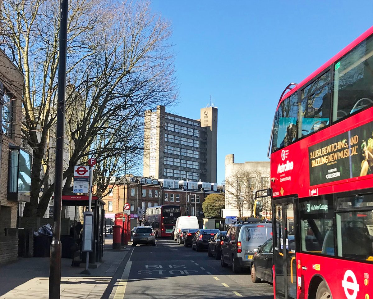 Trellick Tower viewed from Elgin Avenue, Maida Vale