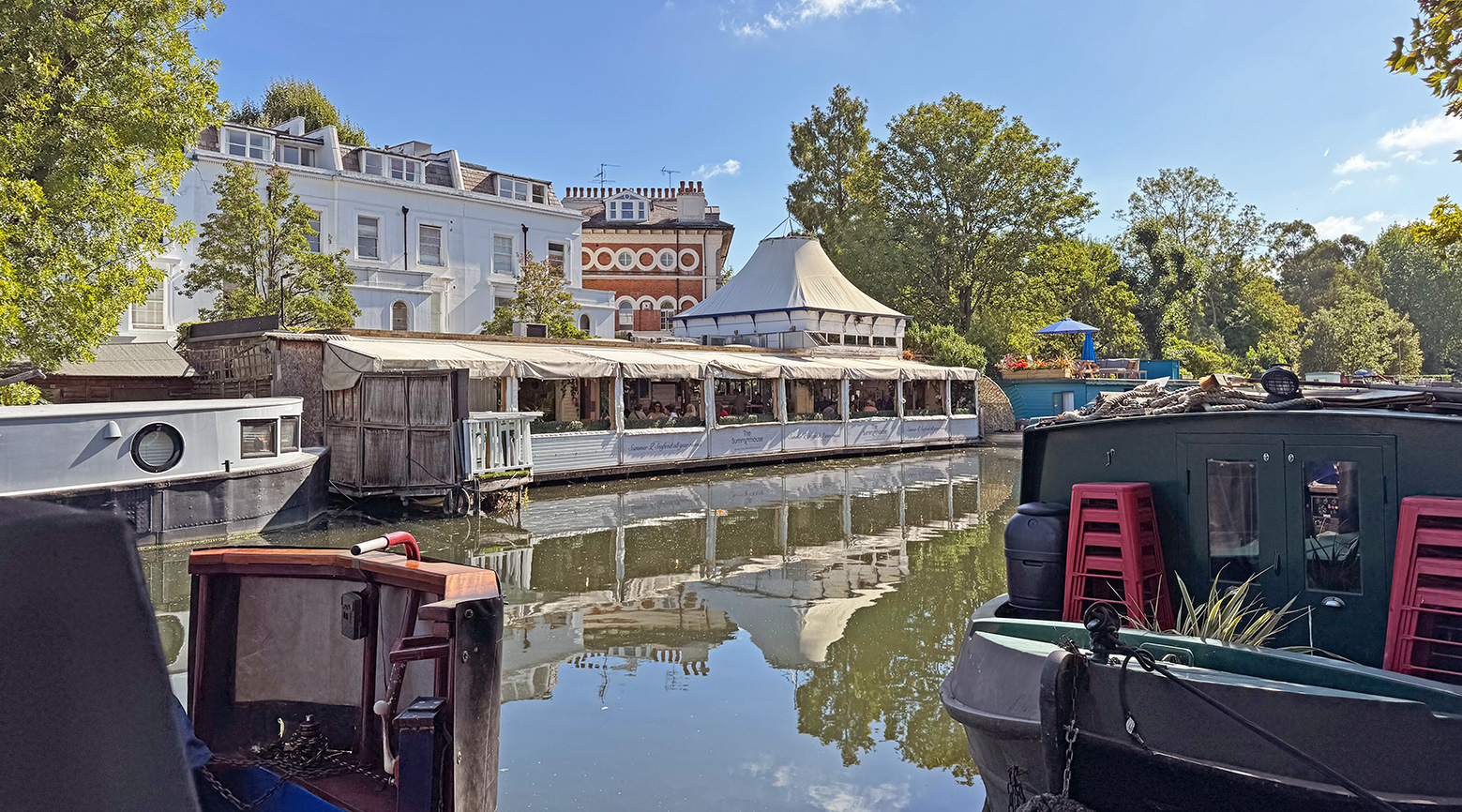 A view ofThe Summerhouse restaurant from the Grand Union Canal