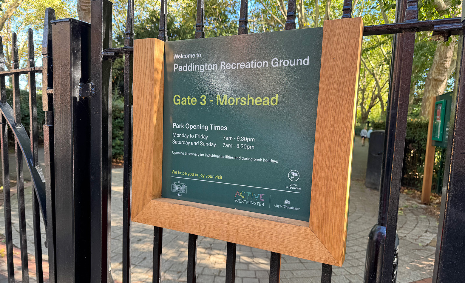 the new sign for the Morshead gate at Paddington Recreation Ground