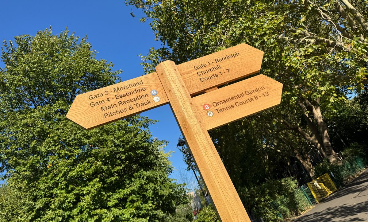 NEw signage directing visitors to Paddington recreation Ground